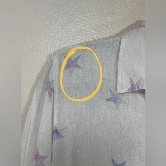 Rails Charli Tie Dye Stars Button Front Shirt Linen Blend White Women’s Small - Picture 4 of 16